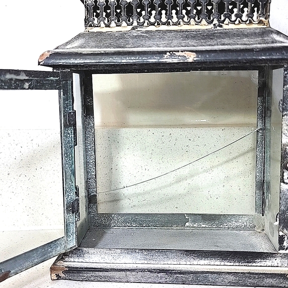 Set of 2 Lanterns. Rustic metal and glass. NEW no tags - Picture 7 of 11